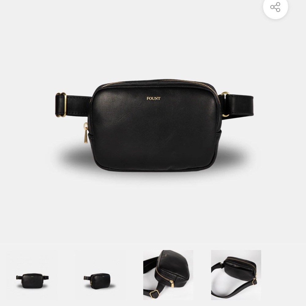 Fount Black Leather Belt Bag